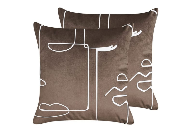 Prydnadskuddar Philodendron set om 2 Brun/Vit, Brun/Vit