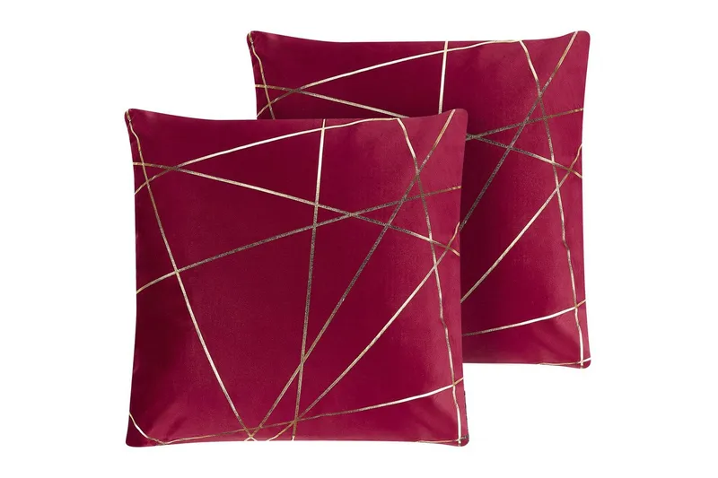 Prydnadskuddar Pinus set om 2 Rött/guld, Rött/guld