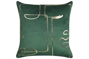 Prydnadskuddar Philodendron set om 2 Grön/guld - Grön/guld - Textilier & mattor - Kuddar & plädar