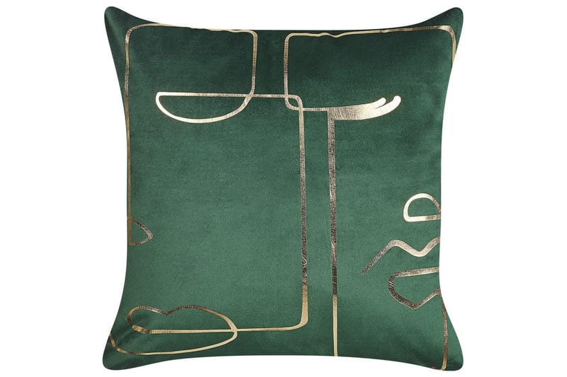 Prydnadskuddar Philodendron set om 2 Grön/guld - Grön/guld - Textilier & mattor - Kuddar & plädar