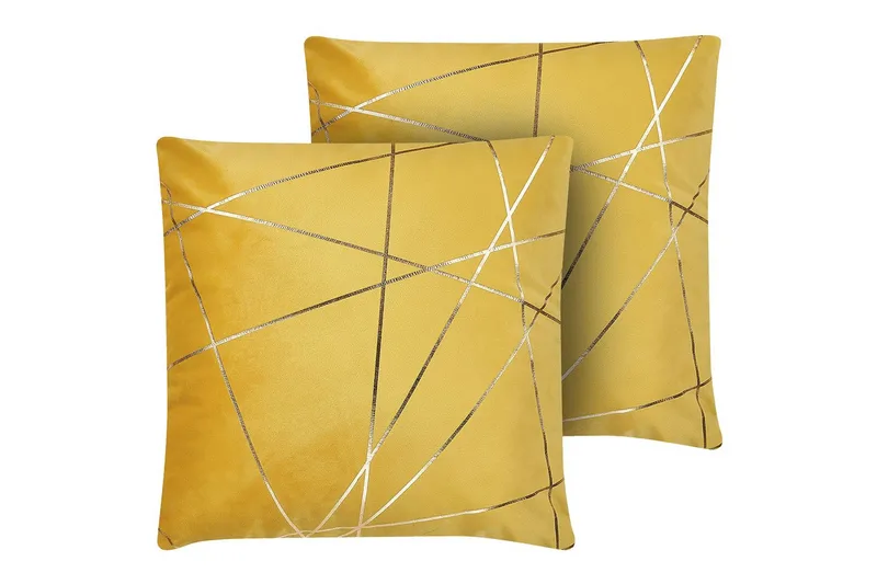 Prydnadskuddar Pinus set om 2 Gul/Guld, Gul/Guld