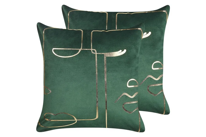 Prydnadskuddar Philodendron set om 2 Grön/guld, Grön/guld