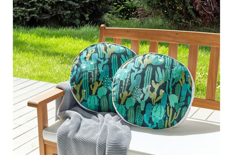 RUFFANO Utomhuskudde 40 cm Rund Grön/Blå - Textilier & mattor - Kuddar & plädar - Utomhuskudde