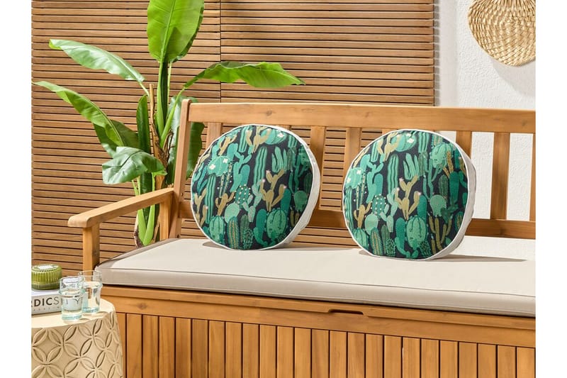 RUFFANO Utomhuskudde 40 cm Rund Grön/Blå - Textilier & mattor - Kuddar & plädar - Utomhuskudde