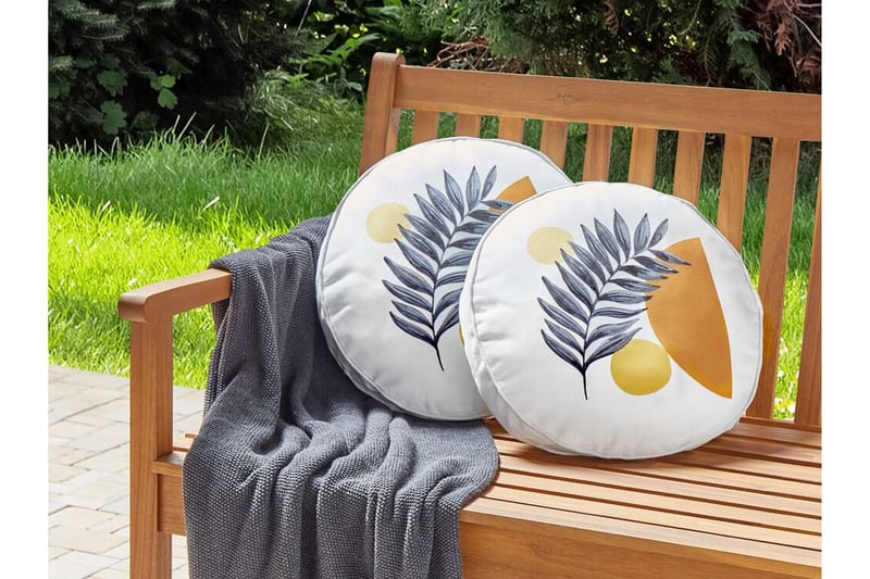 SAGUENAY Utomhuskudde 40 cm Rund Vit/Svart/Orange/Gul - Textilier & mattor - Kuddar & plädar - Utomhuskudde