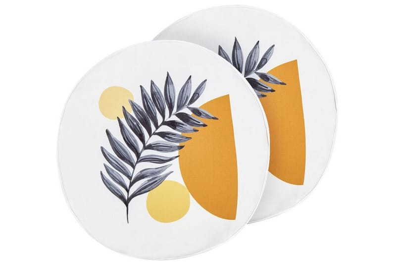 SAGUENAY Utomhuskudde 40 cm Rund Vit/Svart/Orange/Gul - Textilier & mattor - Kuddar & plädar - Utomhuskudde