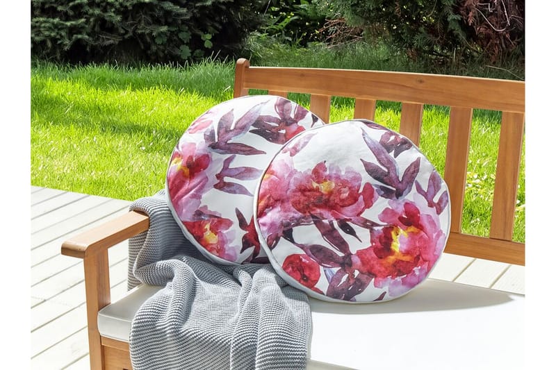 TREPUZZI Utomhuskudde 40 cm Rund 2 st Vit/Rosa - Textilier & mattor - Kuddar & plädar - Utomhuskudde
