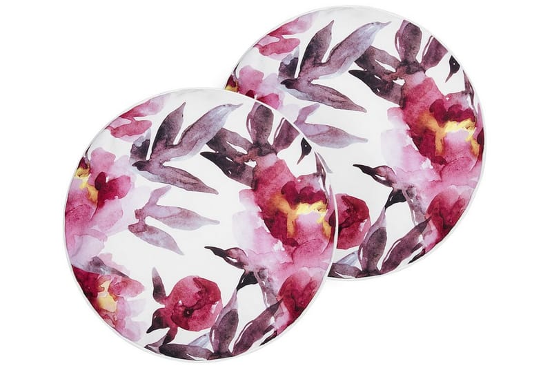 TREPUZZI Utomhuskudde 40 cm Rund 2 st Vit/Rosa - Textilier & mattor - Kuddar & plädar - Utomhuskudde