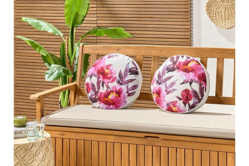 TREPUZZI Utomhuskudde 40 cm Rund Vit/Rosa - Möbler - Vardagsrum - Soffbord & vardagsrumsbord - Soffbord