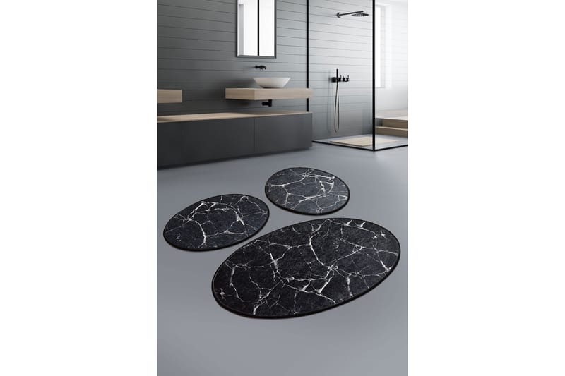 BREAGE Badrumsmatta 3-pack Svart/Vit - Textilier & mattor - Mattor - Badrumsmattor