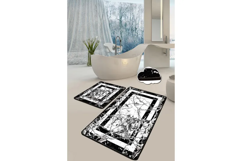 Brinmor Badrumsmatta 60x100 cm Rund, Svart