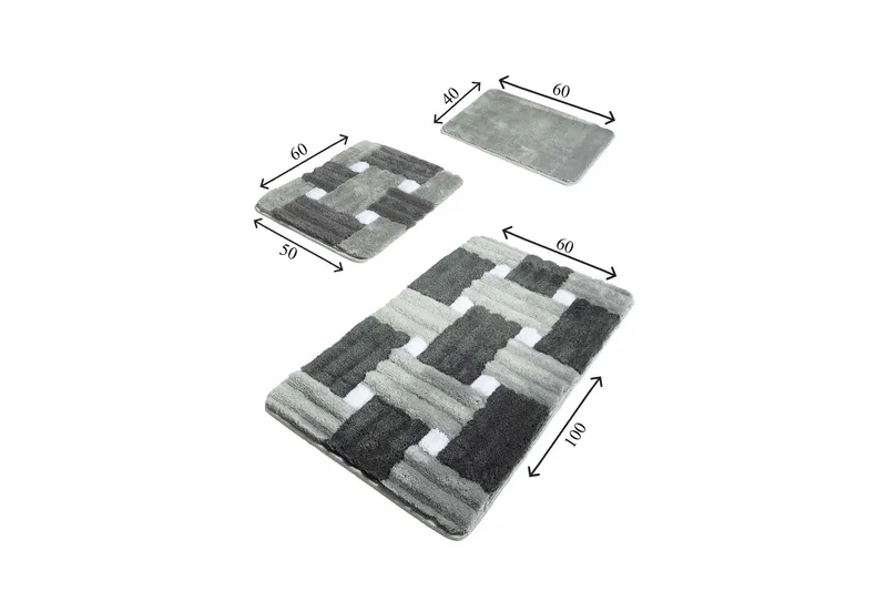 Chilai Home Badmatta Set om 3 - Multi - Textilier & mattor - Mattor - Badrumsmattor