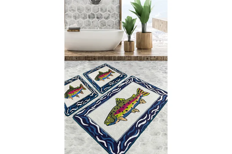 Navi Badrumsmatta 60x100 cm Rektangulär, Flerfärgad