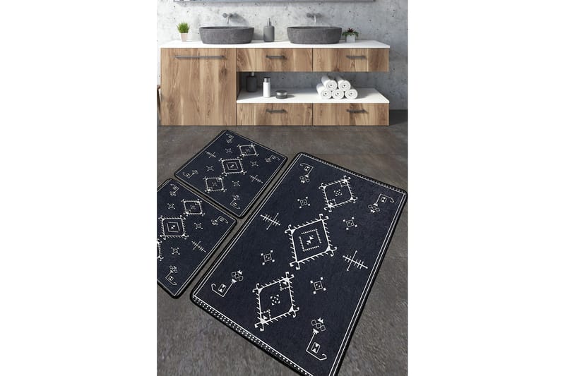 Nikky Badrumsmatta 60x100 cm Rektangulär, Mörkgrå