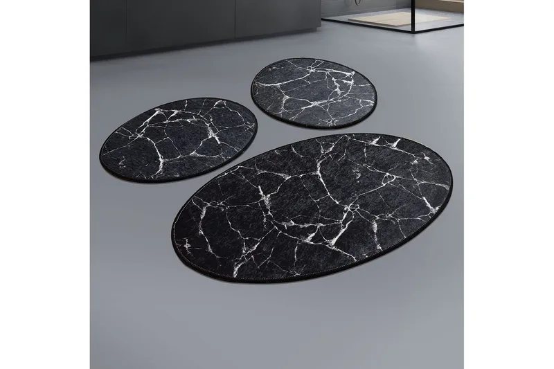 Niyanna Badrumsmatta 3-pack - Svart/Vit - Textilier & mattor - Mattor - Badrumsmattor