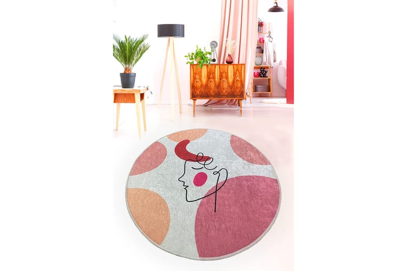 Pankajsheel Badrumsmatta 100 cm Rund, Flerfärgad