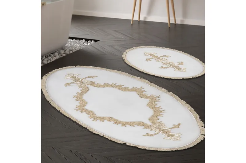 Paramik Badrumsmatta 65x115 cm Rektangulär, Creme