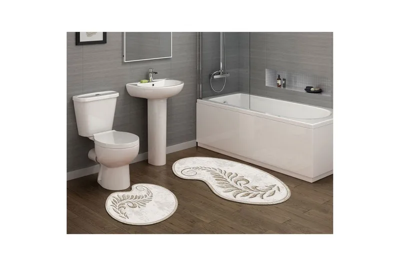 Badrumsmattset (2 delar) Elevate Grädde - Cremevit - Textilier & mattor - Mattor - Badrumsmattor