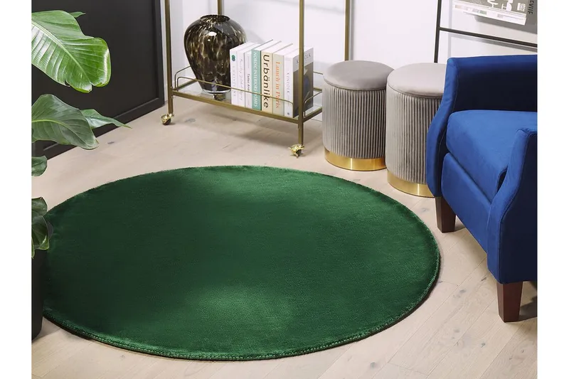 Brinckman Viskosmatta Rund 140 cm - Mörkgrön - Textilier & mattor - Mattor - Flatvävda mattor