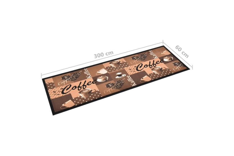 Köksmatta maskintvättbar kaffe brun 60x300 cm - Flatvävda mattor