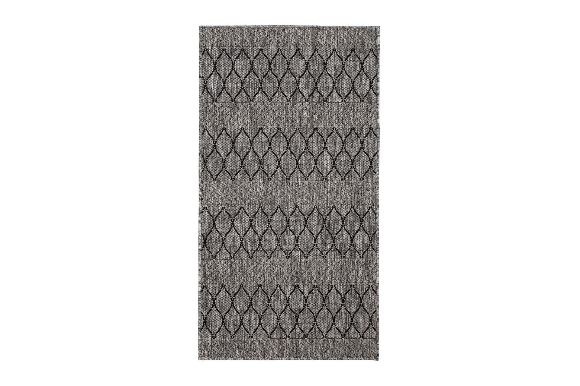 madrid bell flatvävd matta 80x240 - grå/svart