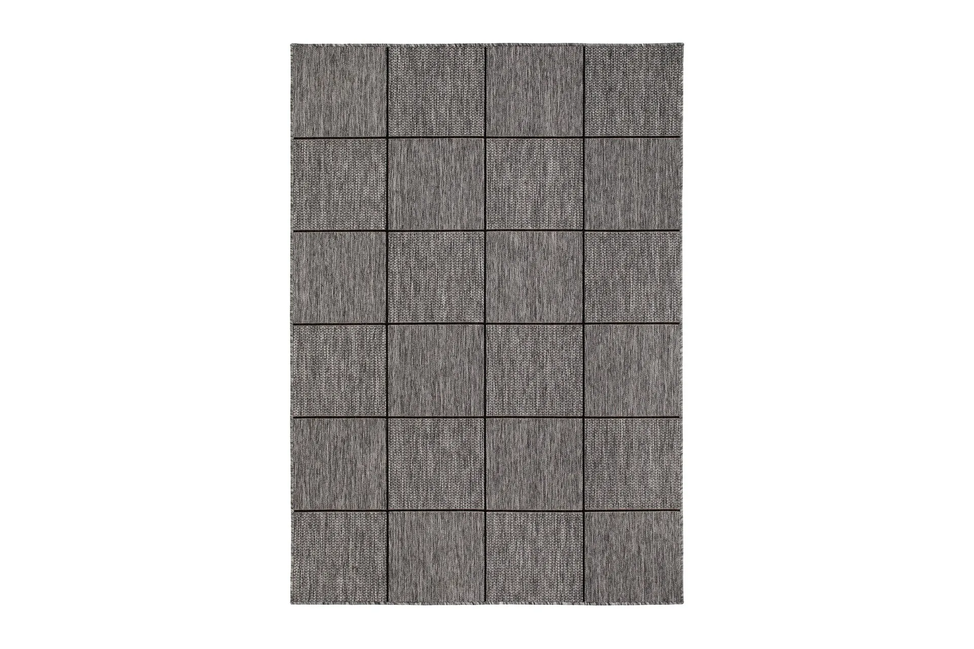 Madrid Square Flatv&auml;vd Matta 133x190 - Gr&aring;/Svart