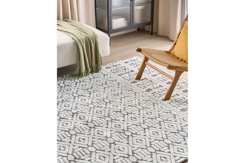 Matta Sibi - Vit, Grå, 200x300 cm - Textilier & mattor - Mattor - Flatvävda mattor