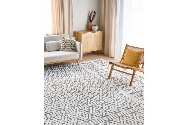 Matta Sibi - Vit, Grå, 300x400 cm - Textilier & mattor - Mattor - Flatvävda mattor