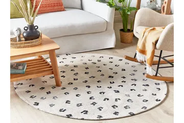 Afis Ryamatta 140 cm Rund - Beige - Textilier & mattor - Mattor - Modern matta - Bomullsmattor