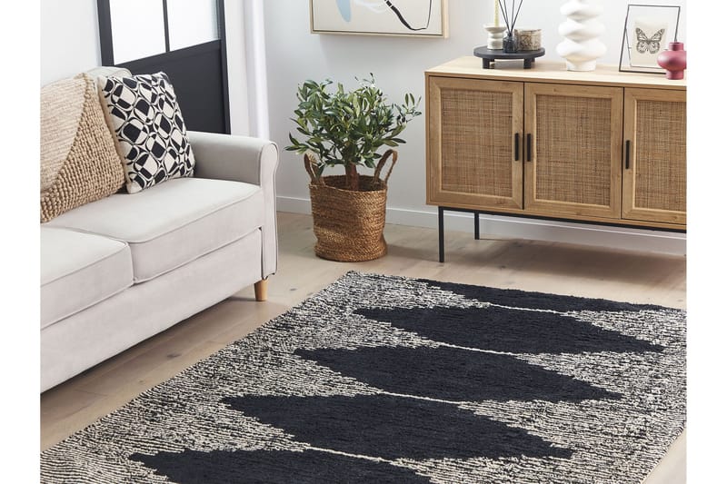 Bathinda Ryamatta 140x200 cm - Svart/Vit - Textilier & mattor - Mattor - Modern matta - Bomullsmattor