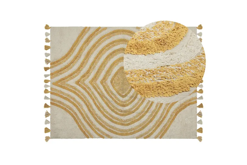 Bingol Ryamatta 160x230 cm - Gul - Textilier & mattor - Mattor - Modern matta - Ryamattor