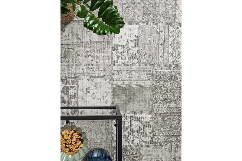 Patchwork Wiltonmatta 80x300 cm Rektangulär - Silver - Textilier & mattor - Mattor - Modern matta - Friezemattor