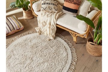 Bitlis Ryamatta 140 cm Rund - Beige - Textilier & mattor - Mattor - Modern matta - Ryamattor