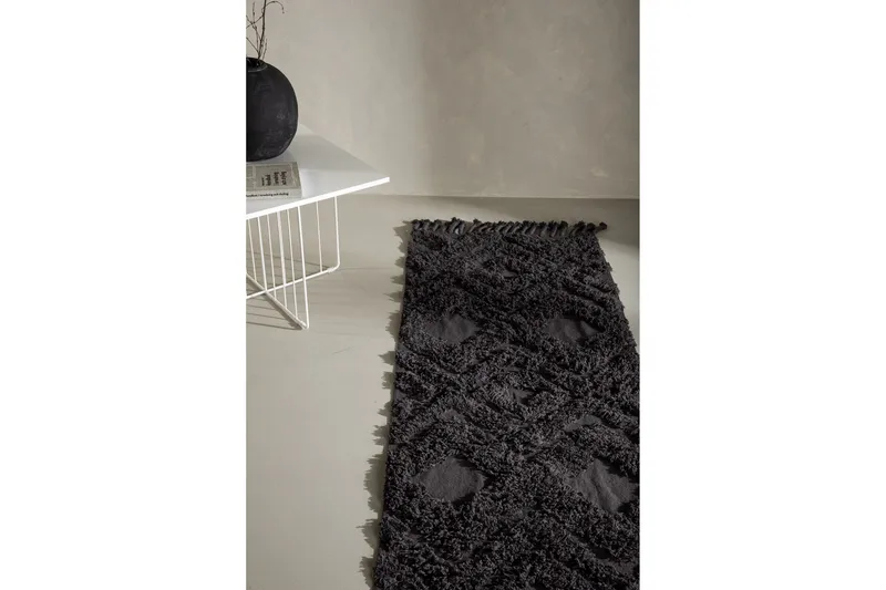 Hilma Bomullsmatta Rektangulär 70x200 cm - Mörkgrå - Textilier & mattor - Mattor - Modern matta - Bomullsmattor