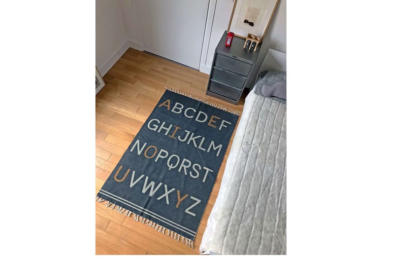 KID'S Matta Alphabet 100x140 cm Grå - AFK Living - Bomullsmattor - Barnmattor