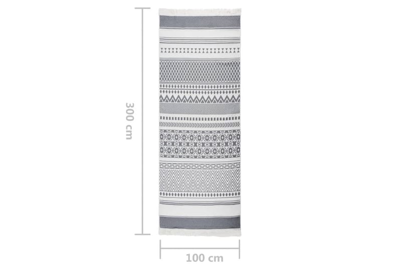 Matta grå och vit 100x300 cm bomull - Grå - Bomullsmattor
