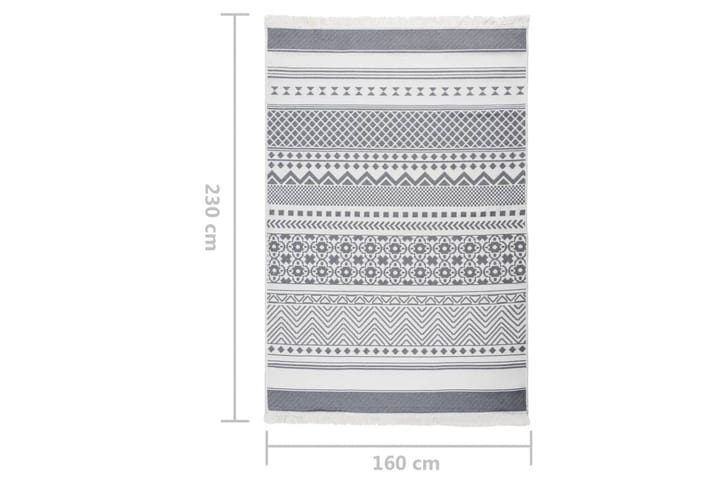 Matta grå och vit 160x230 cm bomull - Grå - Bomullsmattor