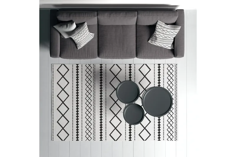 Dali Bomullsmatta 100x300 cm Rektangulär - Vit - Textilier & mattor - Mattor - Modern matta - Bomullsmattor