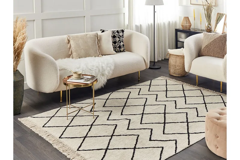 Eldes Ryamatta 160x230 cm - Beige - Textilier & mattor - Mattor - Modern matta - Ryamattor