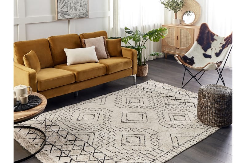 FERNFIELD Ryamatta 140x200 cm Beige - Textilier & mattor - Mattor - Modern matta - Ryamattor