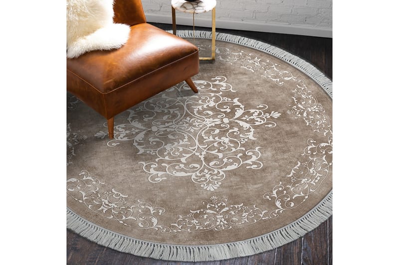 ALANUR HOME Matta 180 cm Rund Beige - Textilier & mattor - Mattor - Modern matta - Friezemattor