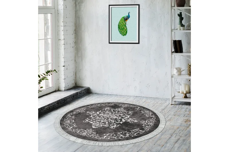 Alanur Home Matta 180 cm Rund - Grå/Vit - Textilier & mattor - Mattor - Modern matta - Friezemattor