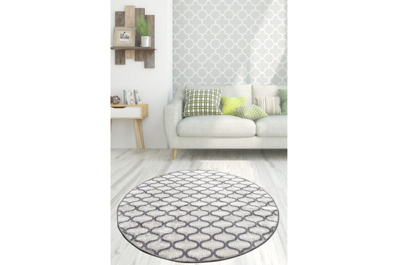 Chilai Matta 100 cm Rund, Grå/Ljusgrå