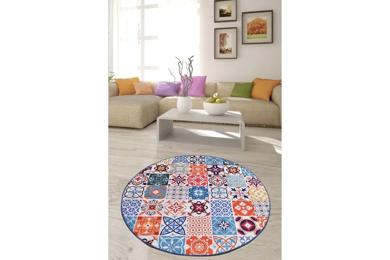 Chilai Matta 200 cm Rund - Multifärgad - Textilier & mattor - Mattor - Modern matta - Friezemattor
