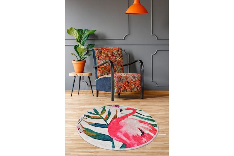 Delaram Matta Rund 100 cm - Flerfärgad/Sammet - Textilier & mattor - Mattor - Modern matta - Friezemattor