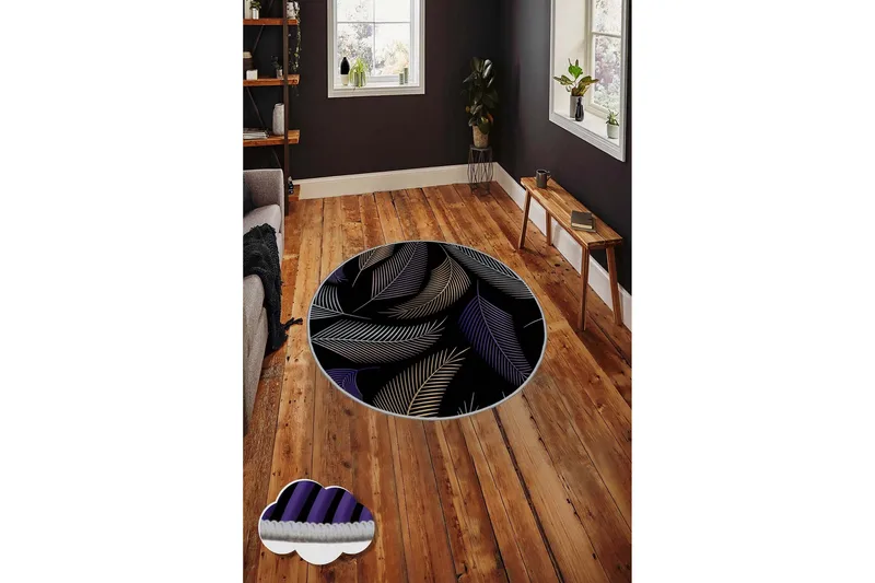 Homefesto Matta 130 cm Rund - Multifärgad - Textilier & mattor - Mattor - Modern matta - Friezemattor