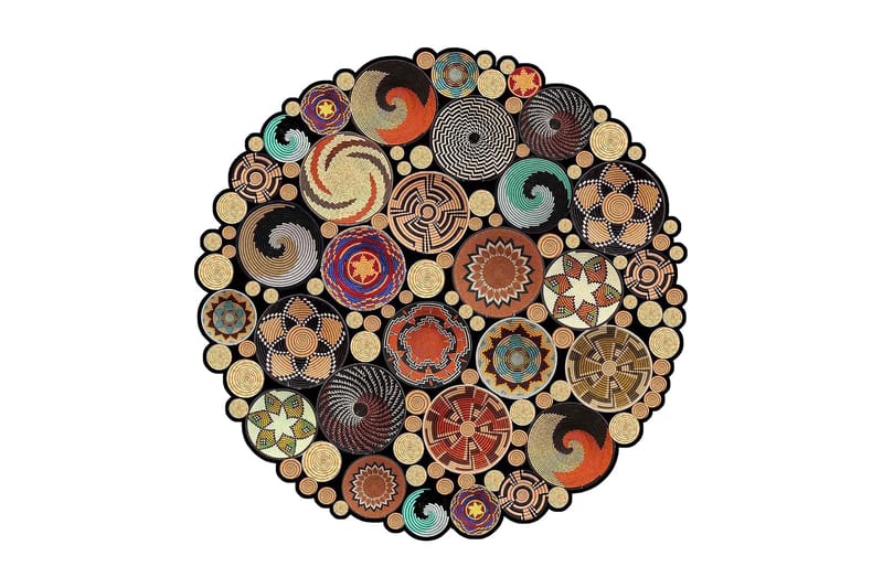 Homefesto Matta 130 cm Rund, Multifärgad