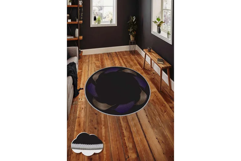 Homefesto Matta 150 cm Rund - Multifärgad - Textilier & mattor - Mattor - Modern matta - Friezemattor