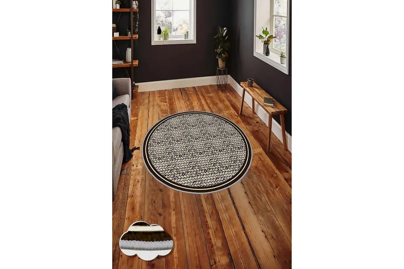 Homefesto Matta 60 cm Rund - Multifärgad - Textilier & mattor - Mattor - Modern matta - Friezemattor