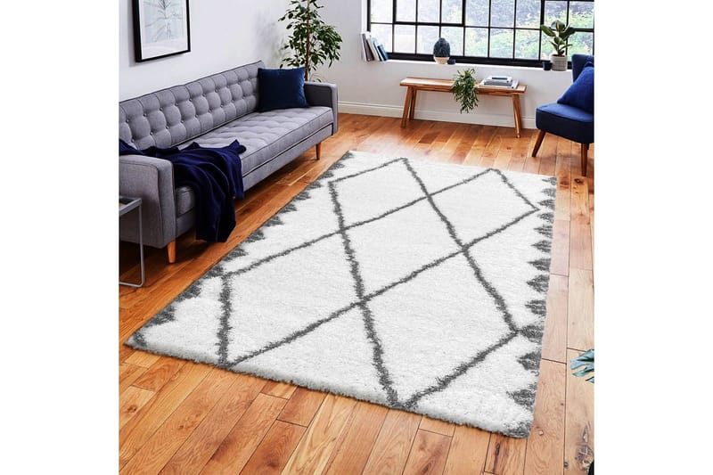 Irubhi Matta 80x150 cm - Vit/Grå - Textilier & mattor - Mattor - Modern matta - Friezemattor